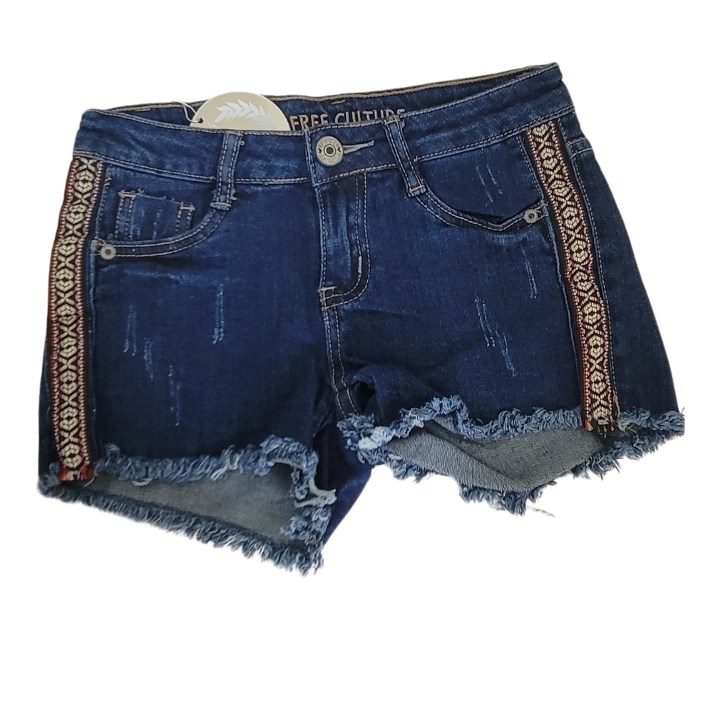 Embroidered Denim Shorts